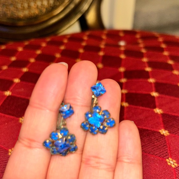 Screw Back Earrings, Screw On Earrings, Royal Blue earrings - Picture 5 of 11